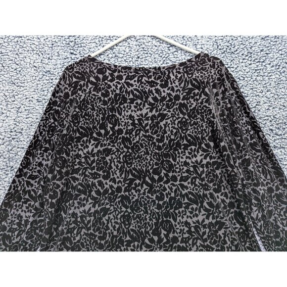 HANNAH Burnout Velvet Dark Floral Top Size XL Long Sleeve 90s Whimsigoth Black - Picture 5 of 10